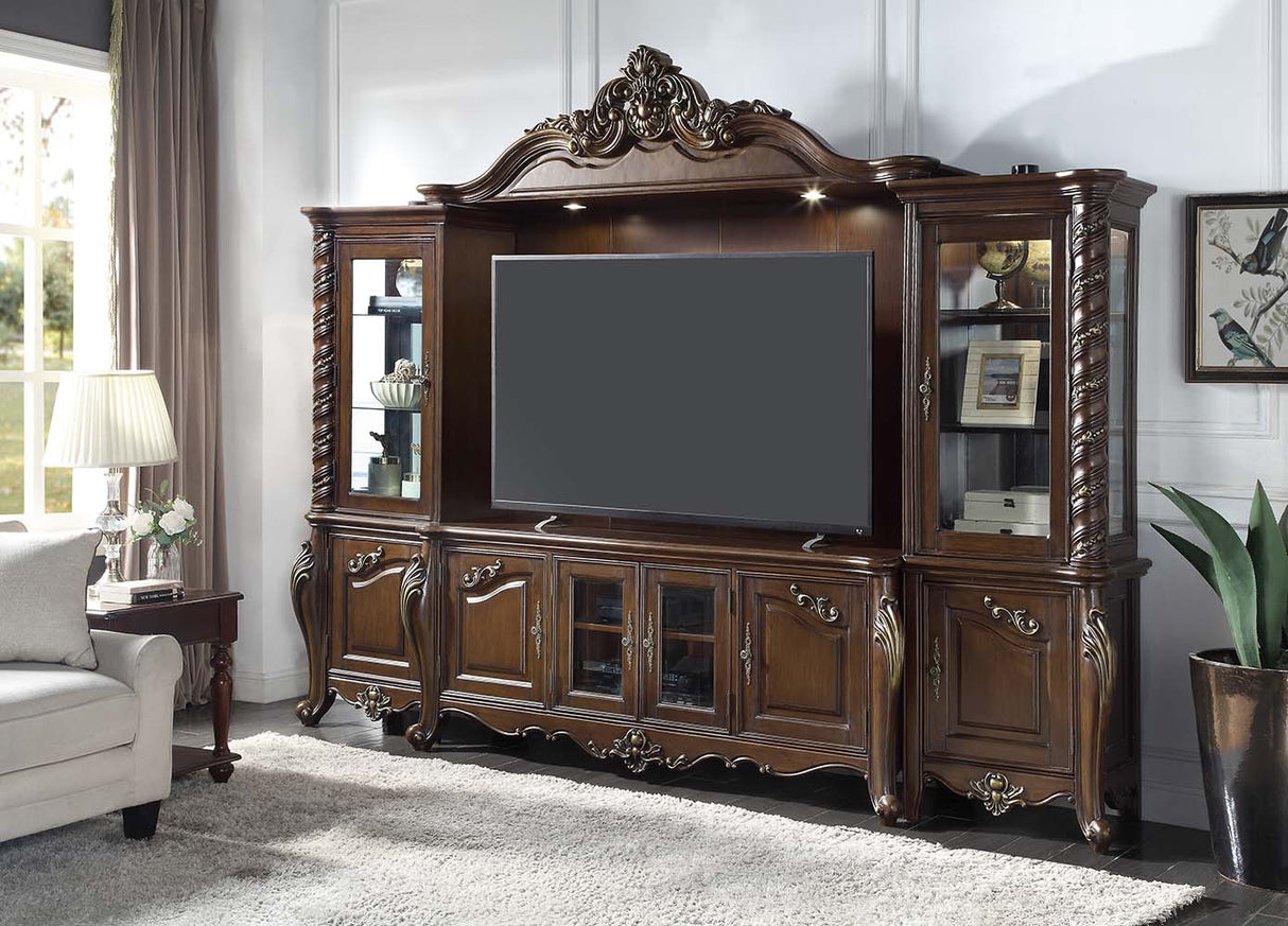 Devayne Dark Walnut Finish Entertainment Center