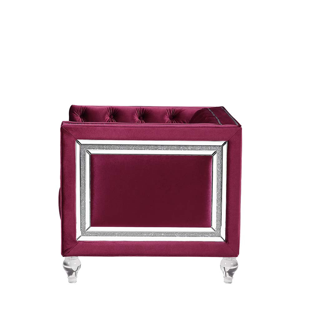 Heibero Burgundy Velvet Chair