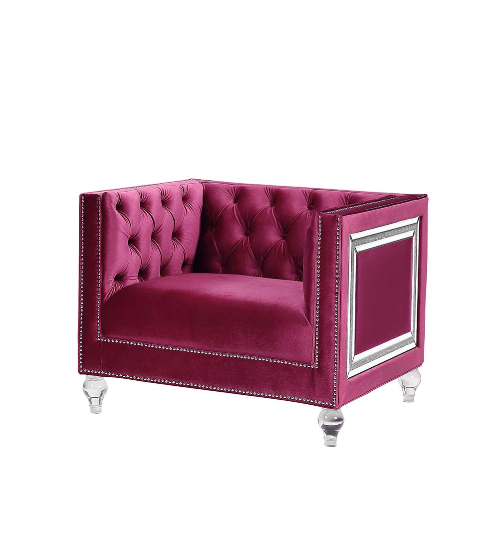 Heibero Burgundy Velvet Chair