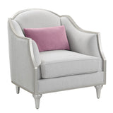 Kasa Beige Linen & Champagne Finish Chair