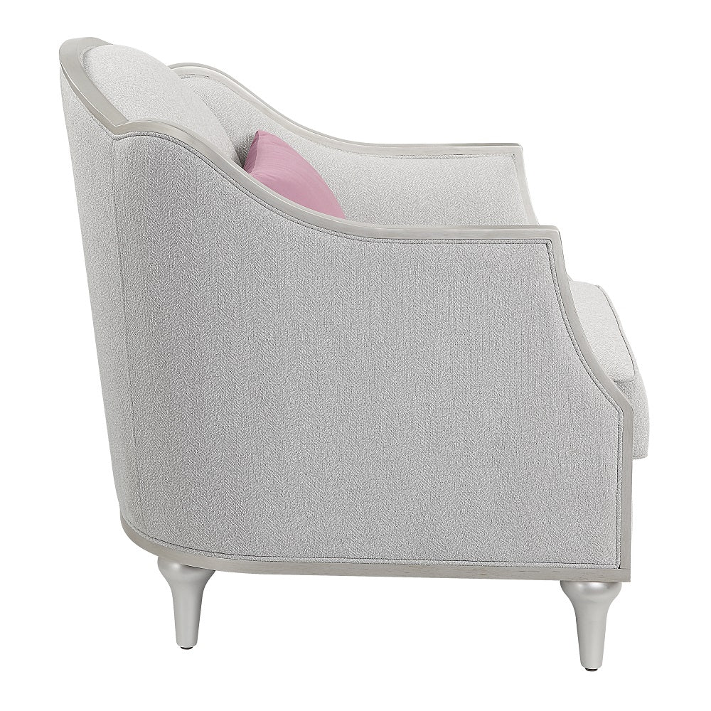 Kasa Beige Linen & Champagne Finish Chair