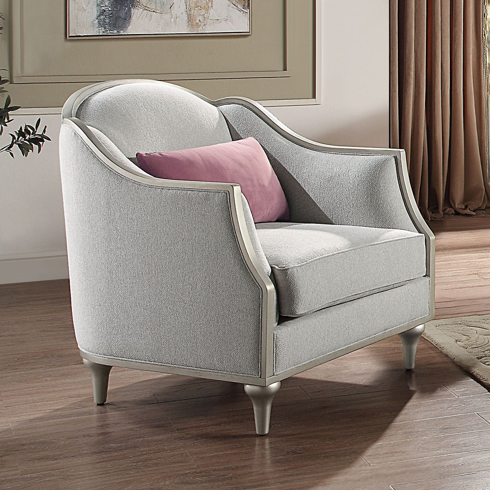 Kasa Beige Linen & Champagne Finish Chair