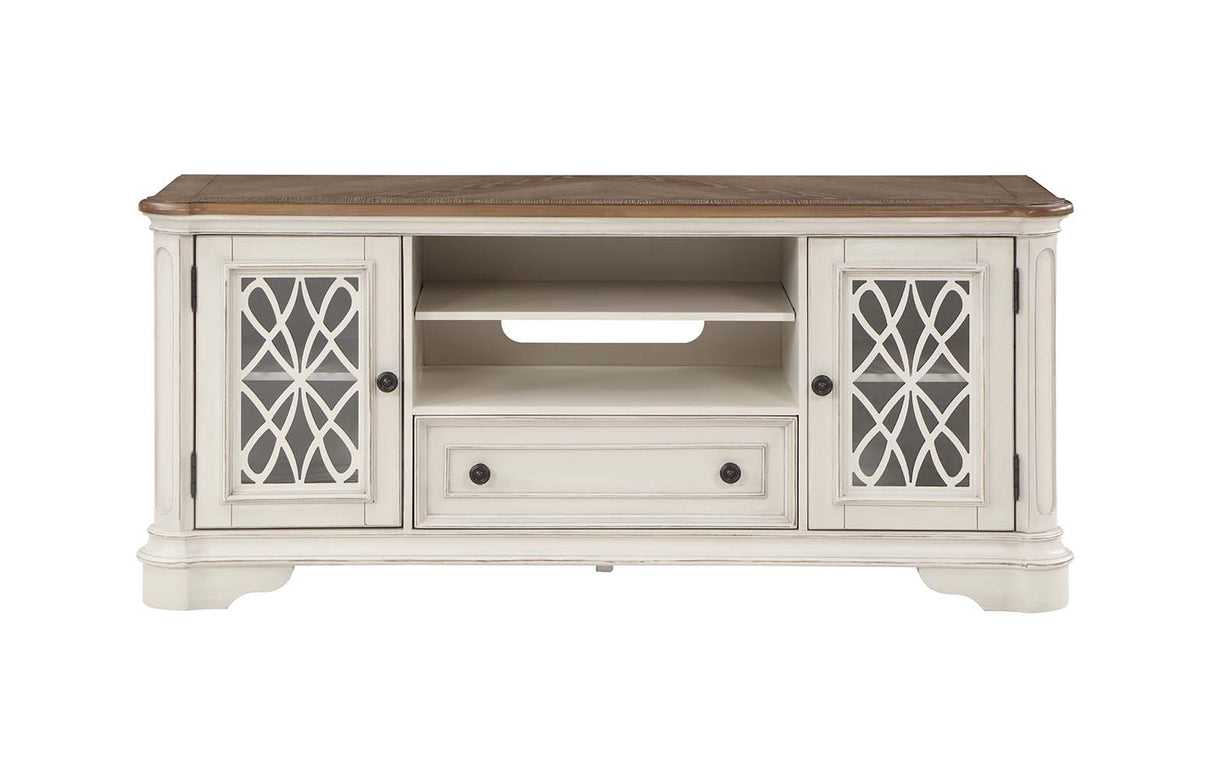 Florian Oak & Antique White Finish Tv Stand