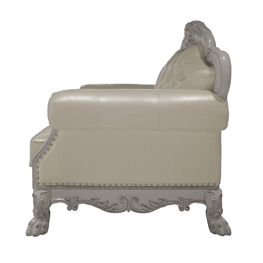 Dresden Synthetic Leather & Bone White Finish Chair