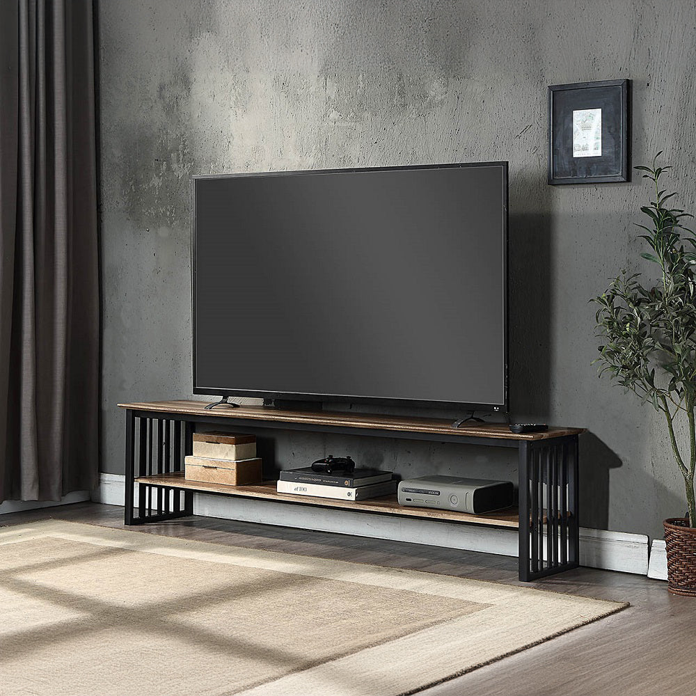 Zudora Antique Oak & Black Finish Tv Stand