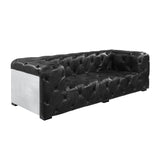 Brancaster Black Top Grain Leather & Aluminum Loveseat