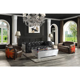 Brancaster Black Top Grain Leather & Aluminum Loveseat