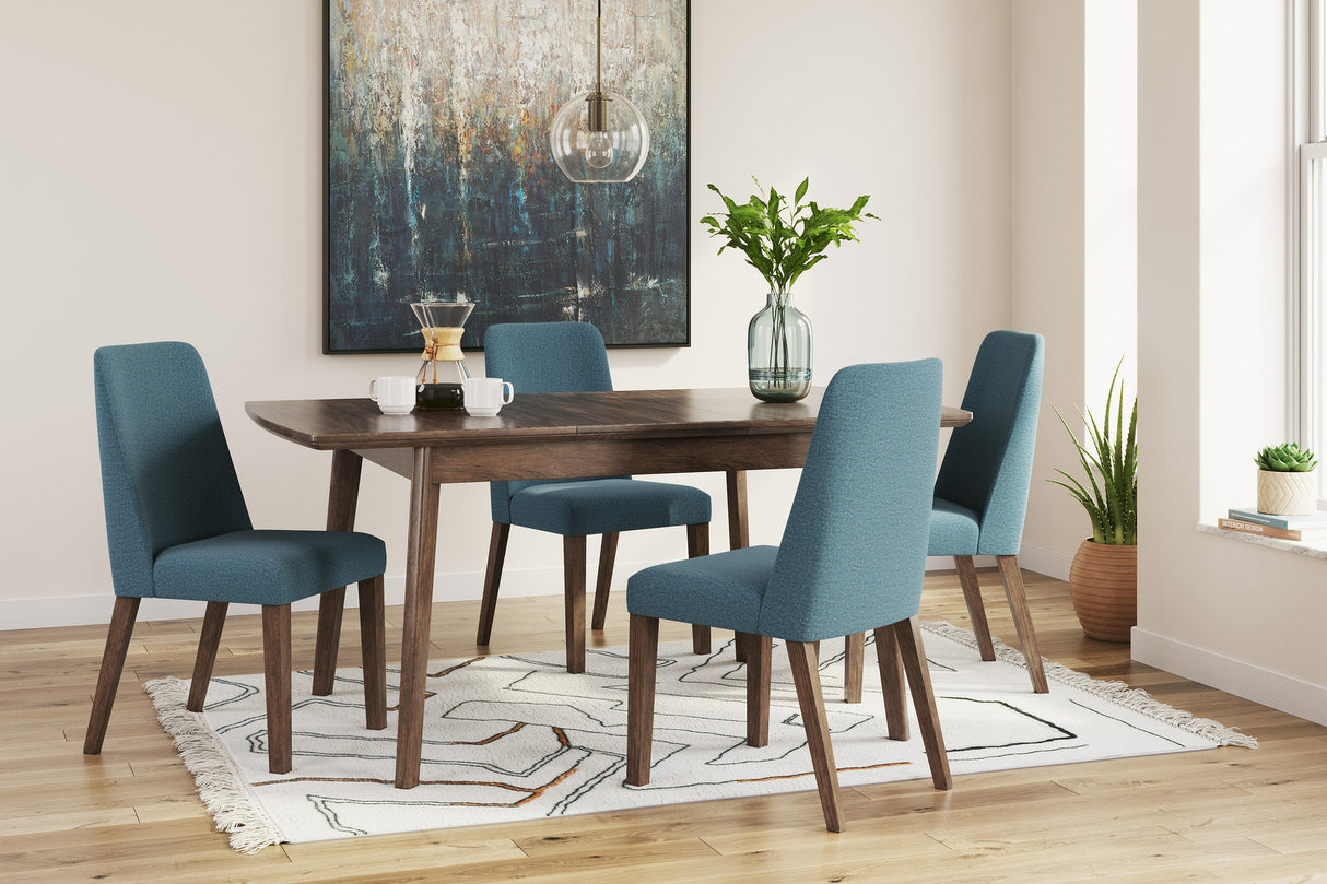 Lyncott Dining Room Set With Blue Chairs