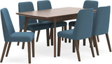 Lyncott Dining Room Set With Blue Chairs