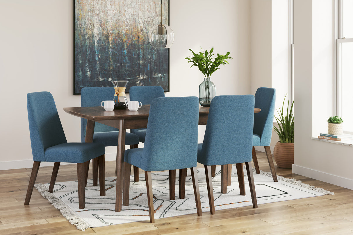 Lyncott Dining Room Set With Blue Chairs