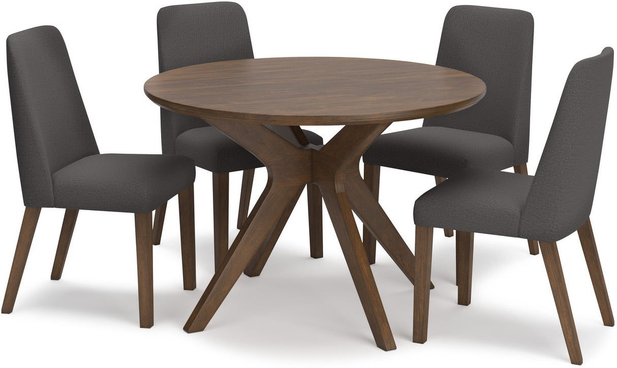 Lyncott Round Dining Room Set With Charcoal Chairs