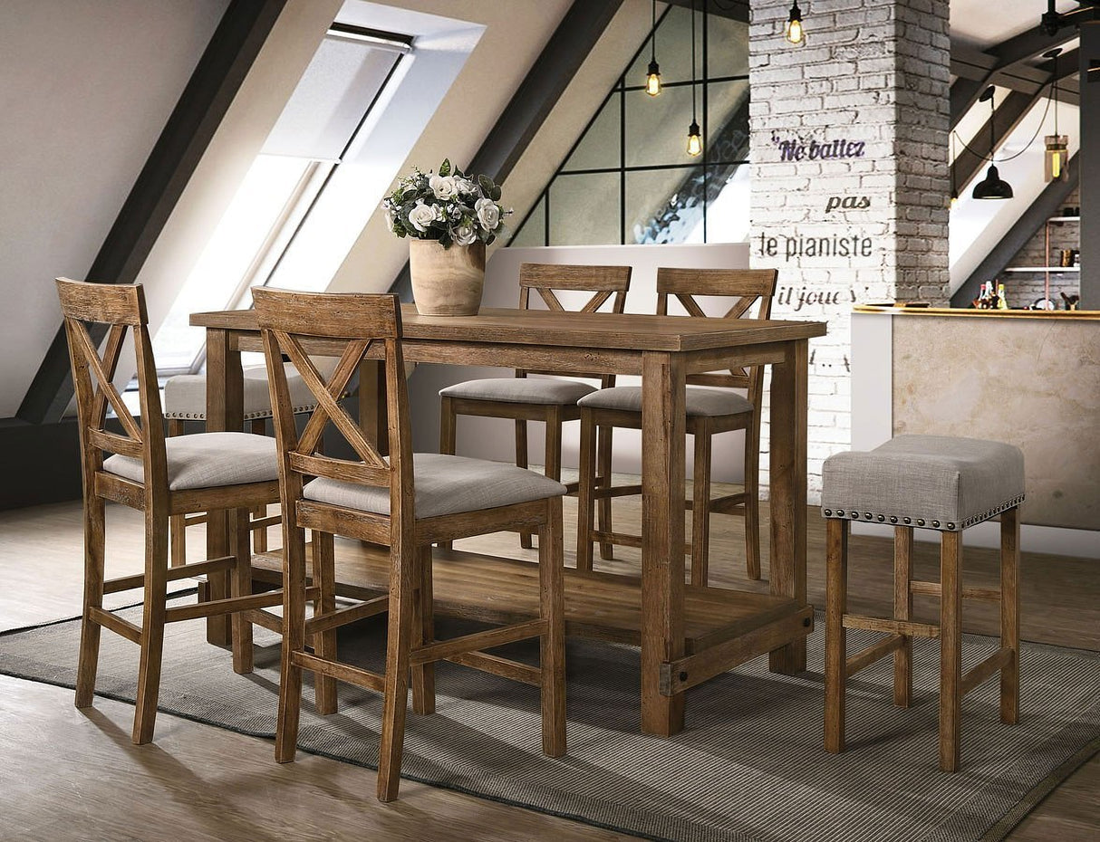 Martha II Counter Height Dining Room Set (Weathered Oak)