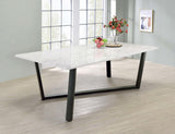 Mayer Faux White Marble And Black Dining Room Set