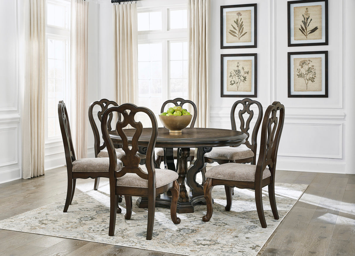 Maylee Dining Room Set In Dark Brown