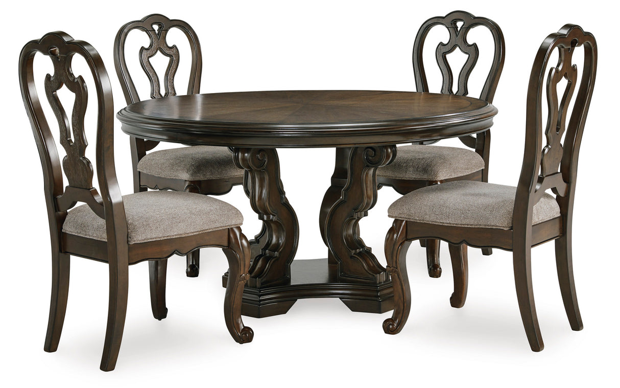 Maylee Dining Room Set In Dark Brown