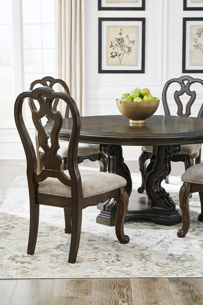 Maylee Dining Room Set In Dark Brown