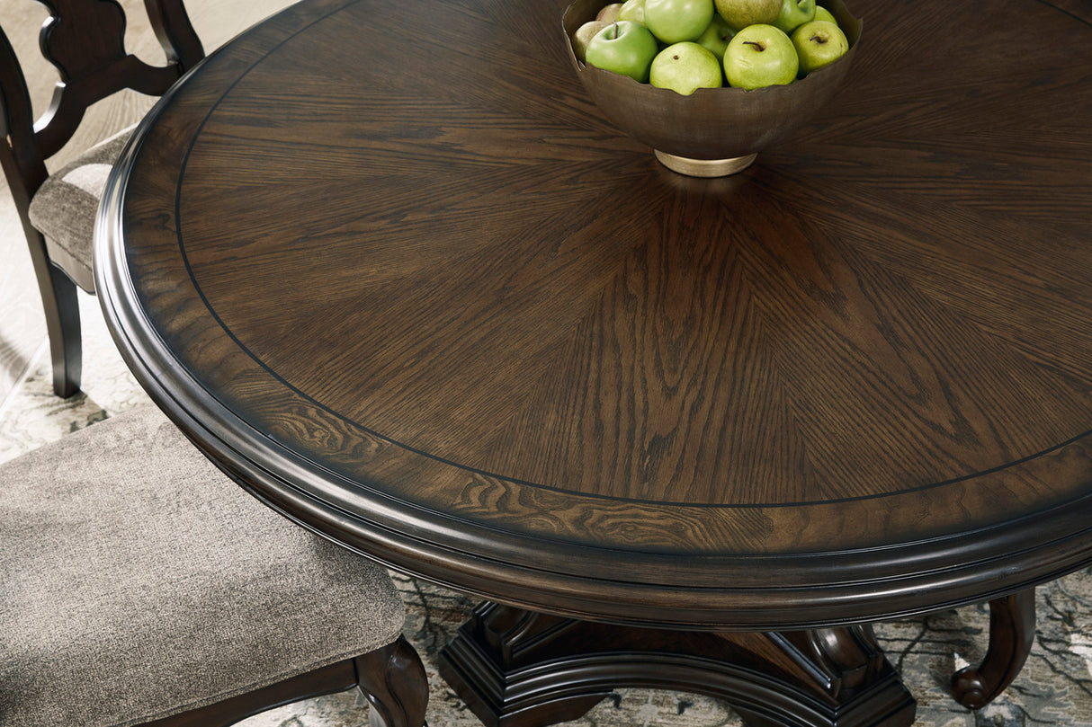 Maylee Dining Room Set In Dark Brown