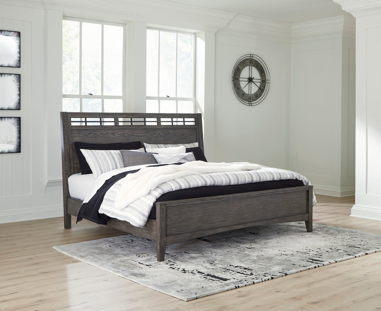 Montillan Panel Bedroom Set In Grayish Brown