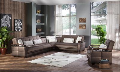 Natural Sectional (Prestige Brown) 4 Pieces