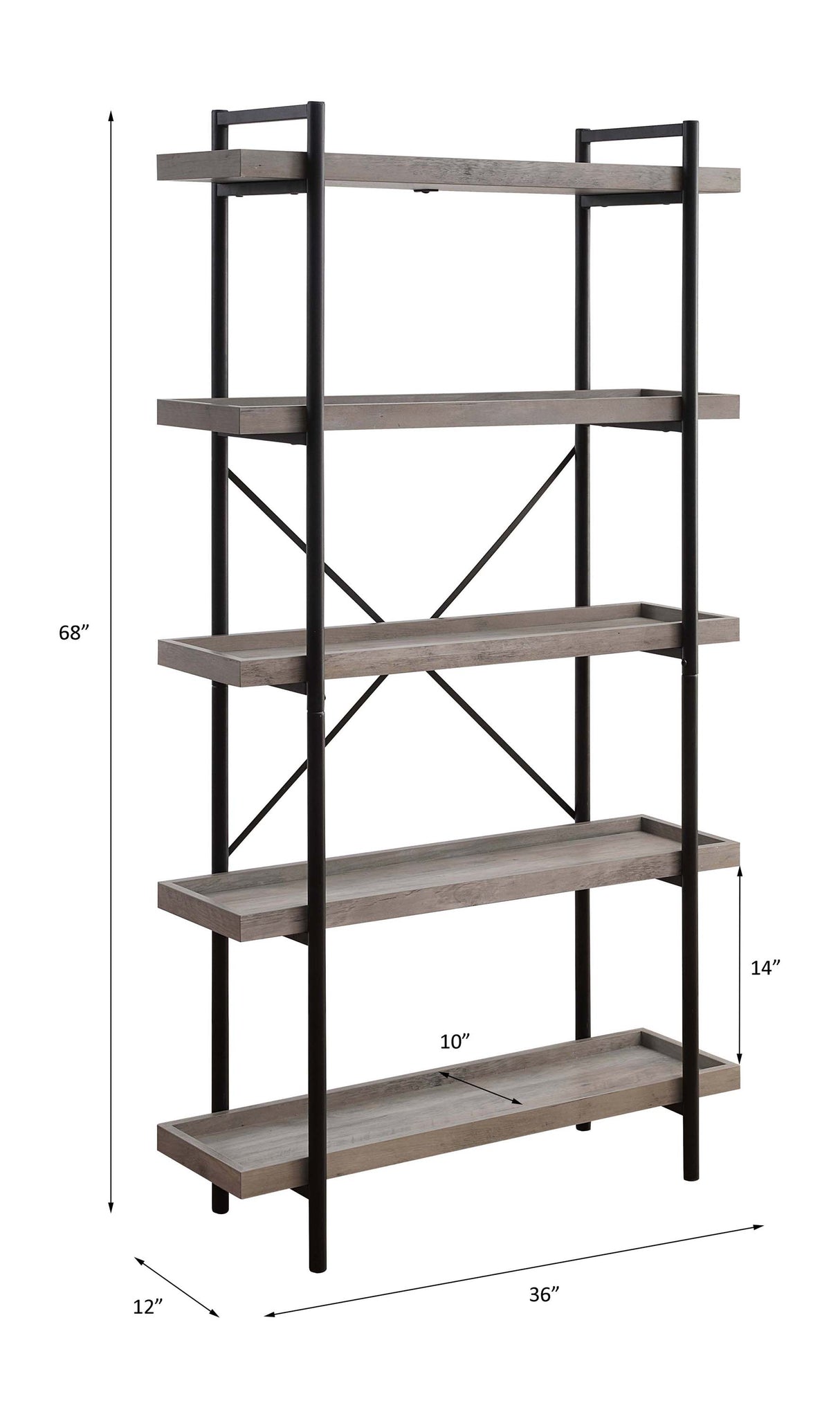 Zakwani Gray Oak & Black Finish Bookshelf