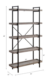 Zakwani Gray Oak & Black Finish Bookshelf