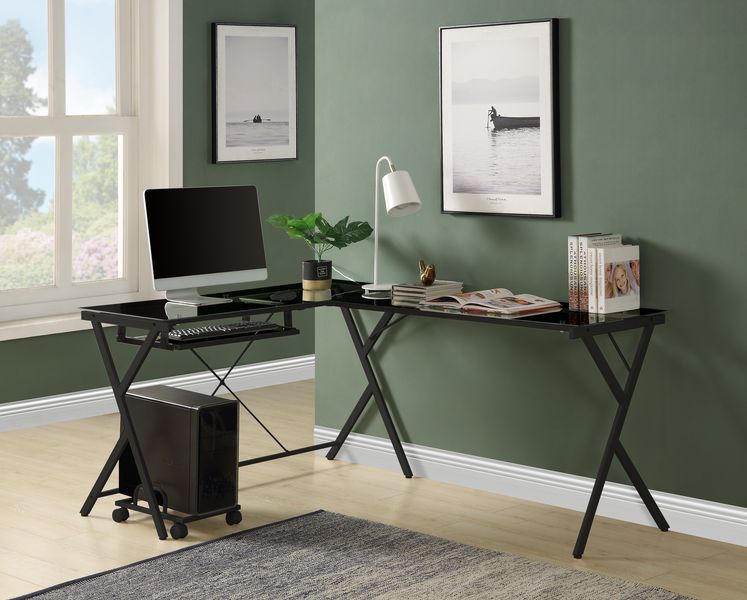 Dazenus Black Glass Top & Black Finish Desk