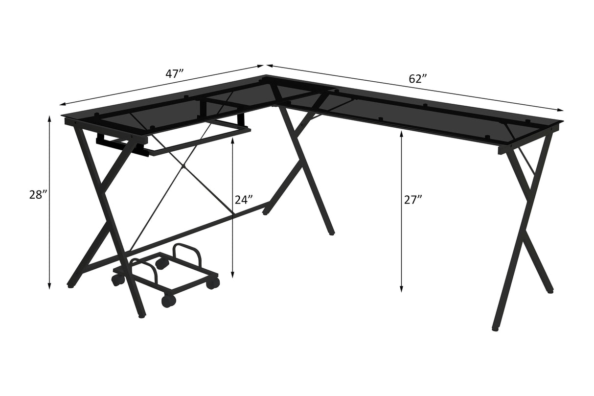 Dazenus Black Glass Top & Black Finish Desk