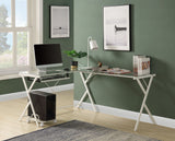 Dazenus Clear Glass Top & White Finish Desk