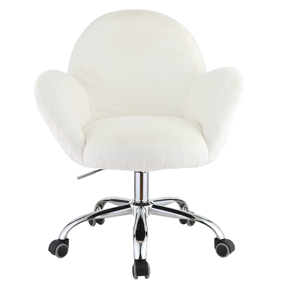 Jago White Lapin & Chrome Finish Office Chair