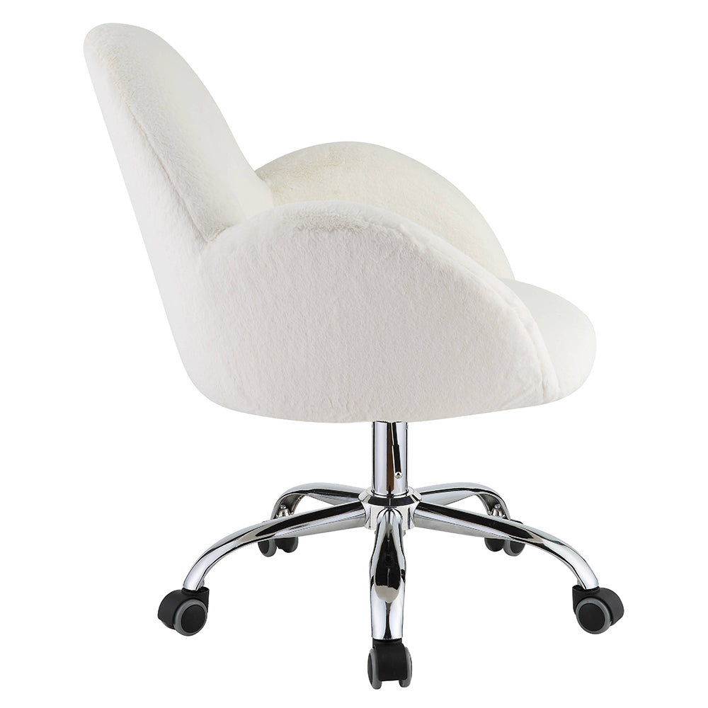 Jago White Lapin & Chrome Finish Office Chair