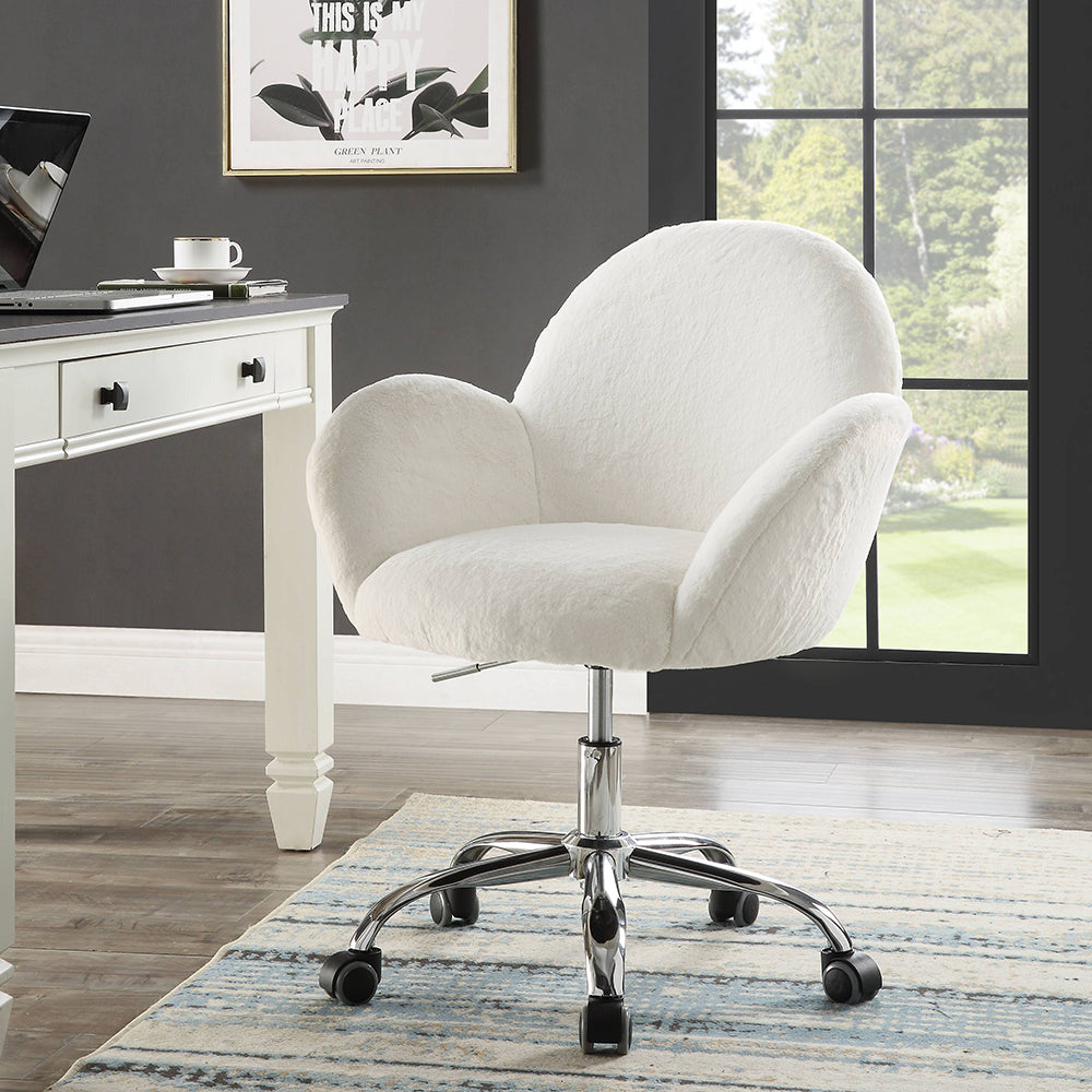 Jago White Lapin & Chrome Finish Office Chair