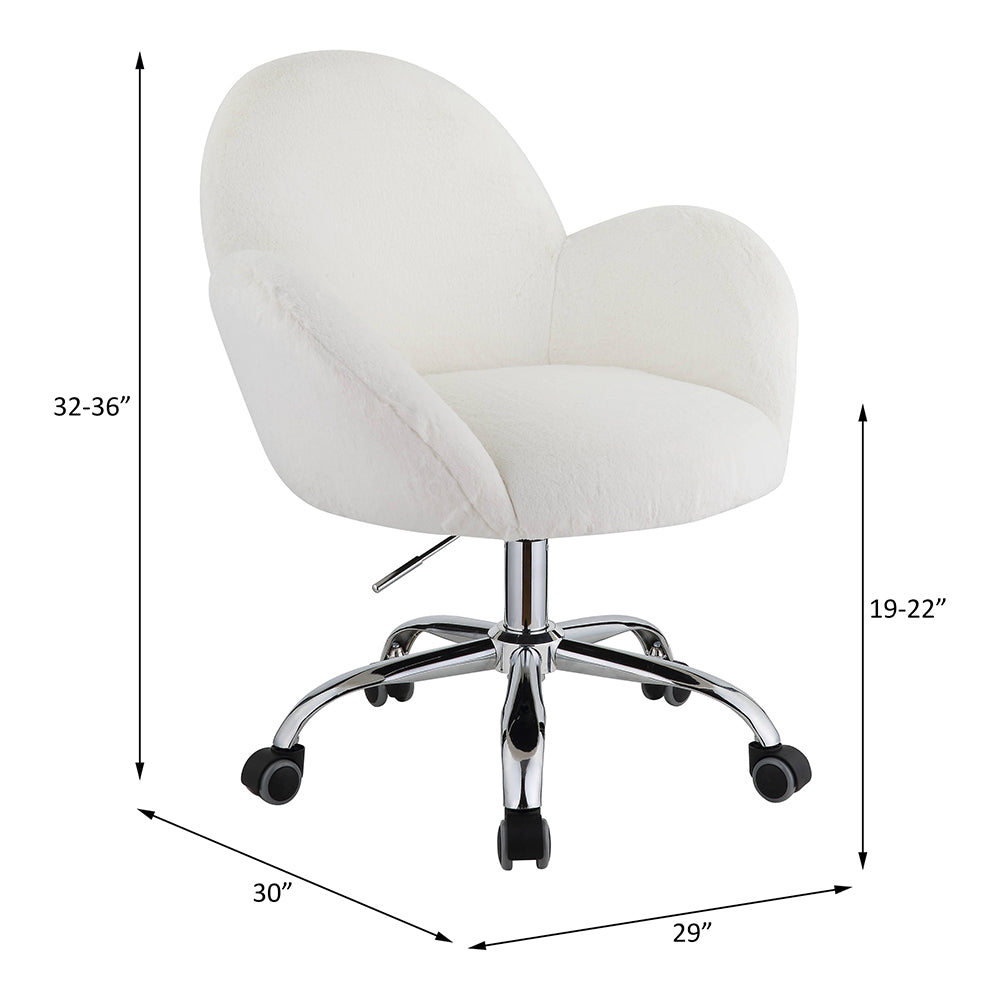 Jago White Lapin & Chrome Finish Office Chair