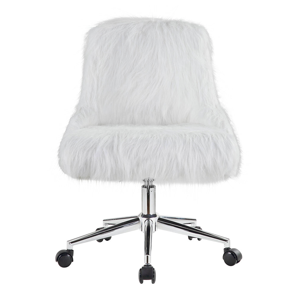 Arundell White Faux Fur & Chrome Finish Ii Office Chair