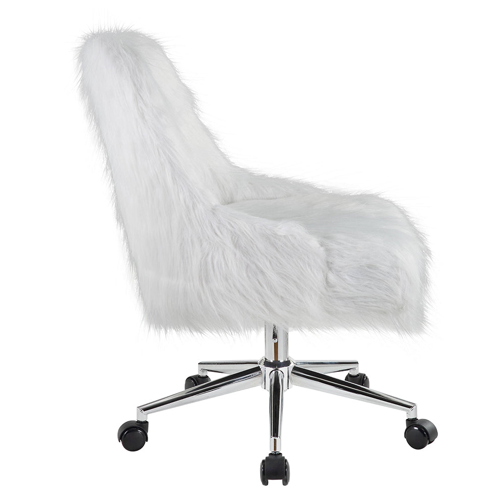 Arundell White Faux Fur & Chrome Finish Ii Office Chair