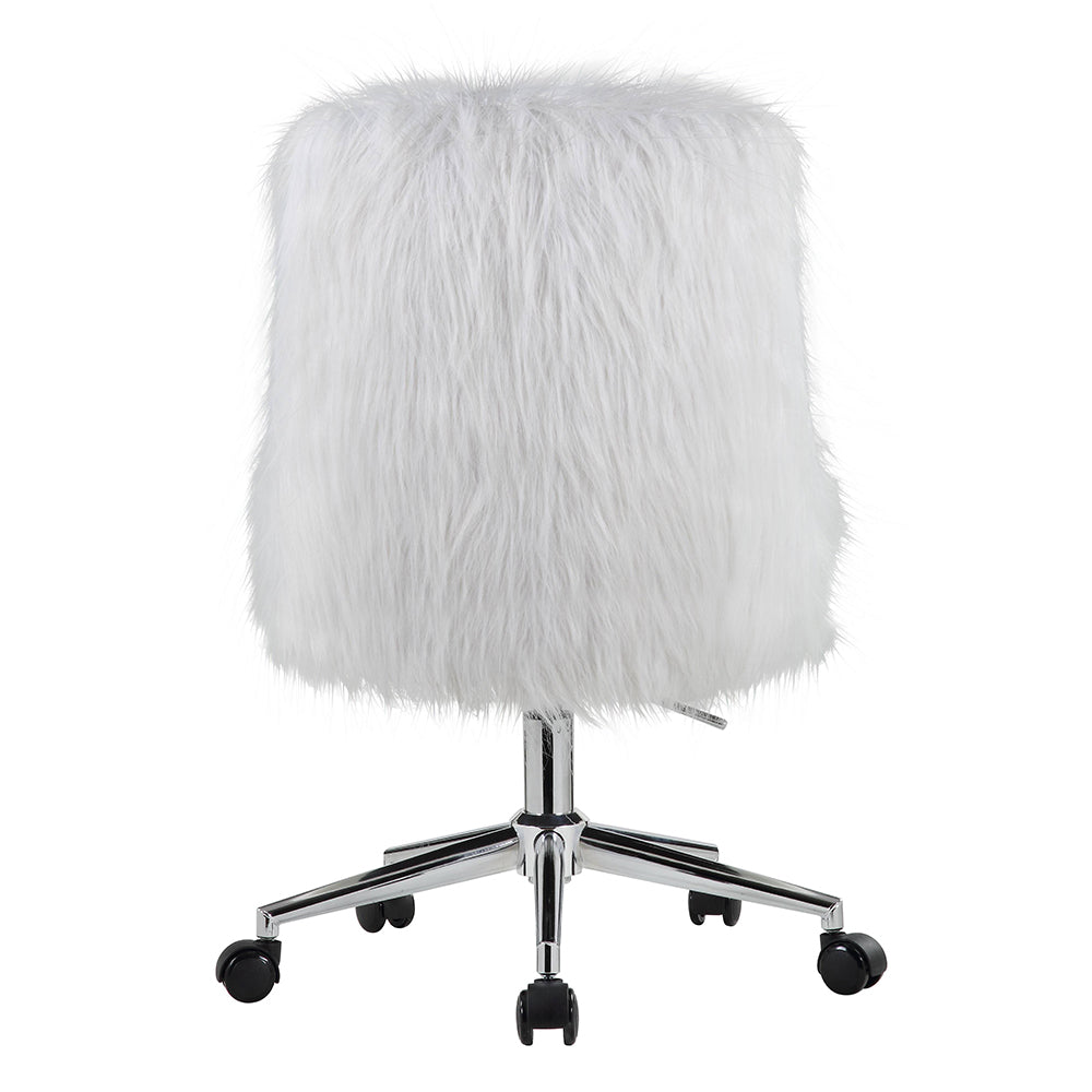 Arundell White Faux Fur & Chrome Finish Ii Office Chair