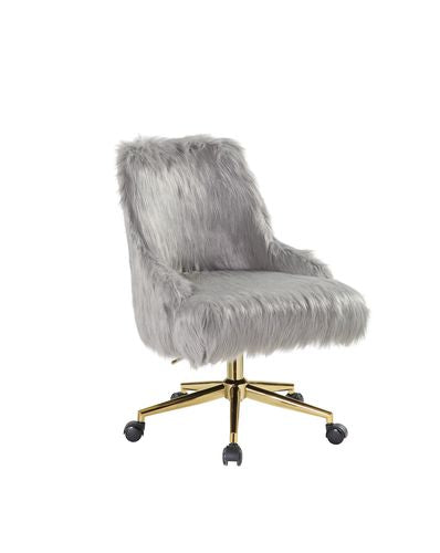 Arundell Gray Faux Fur & Gold Finish Ii Office Chair