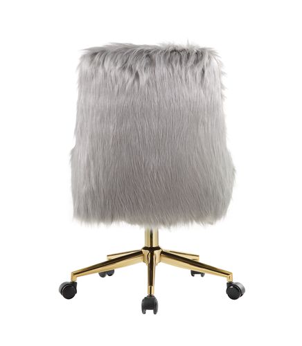 Arundell Gray Faux Fur & Gold Finish Ii Office Chair