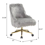 Arundell Gray Faux Fur & Gold Finish Ii Office Chair