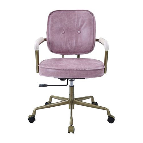 Siecross Pink Top Grain Leather Office Chair