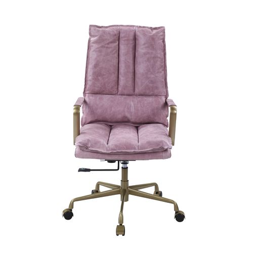 Tinzud Pink Top Grain Leather Office Chair