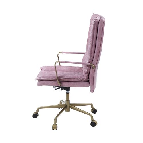 Tinzud Pink Top Grain Leather Office Chair