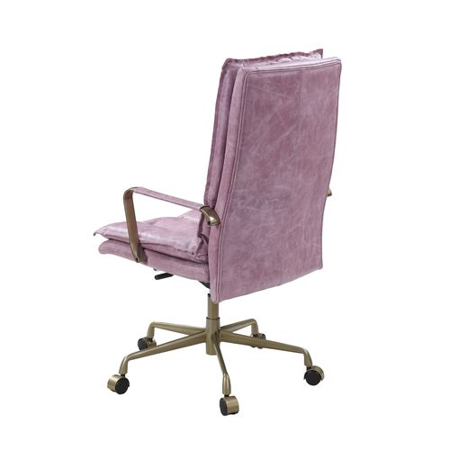 Tinzud Pink Top Grain Leather Office Chair