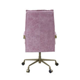 Tinzud Pink Top Grain Leather Office Chair