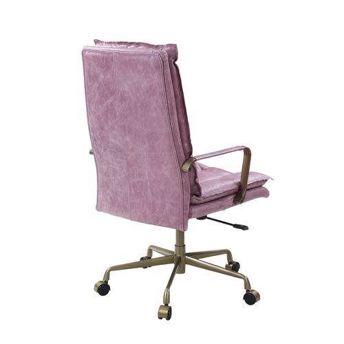 Tinzud Pink Top Grain Leather Office Chair