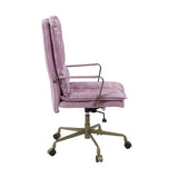 Tinzud Pink Top Grain Leather Office Chair