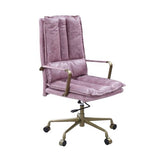 Tinzud Pink Top Grain Leather Office Chair