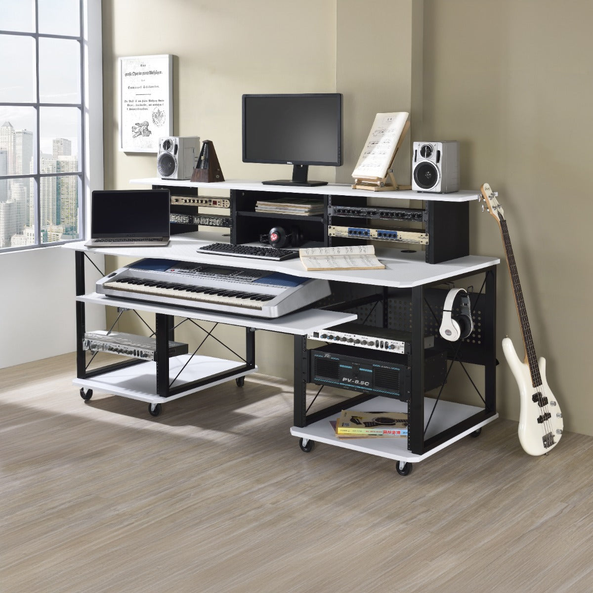 Megara White & Black Finish Music Desk