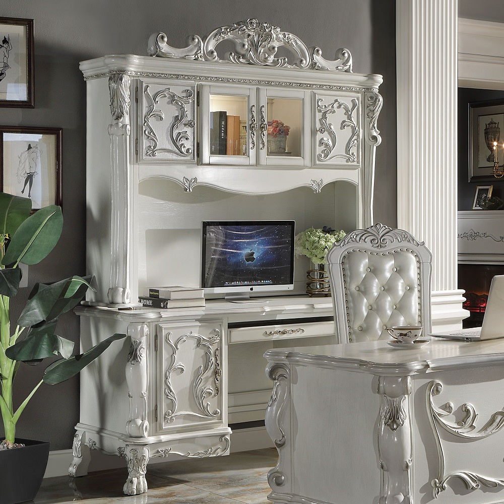 Dresden Bone White Finish Computer Desk & Hutch