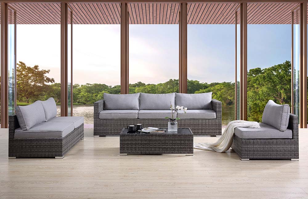 Sheffield Gray Fabric & Gray Finish Patio Set