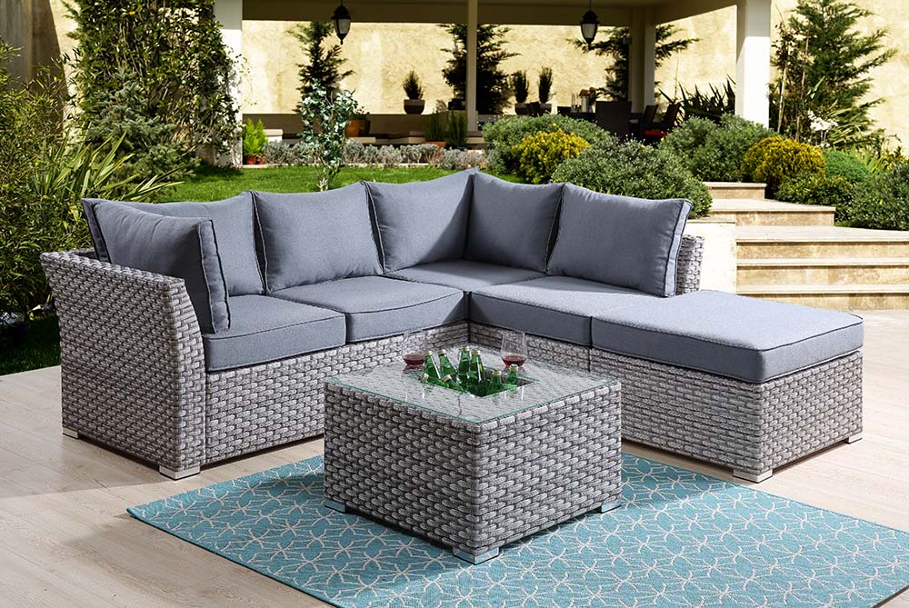 Laurance Gray Fabric & Gray Finish Patio Set